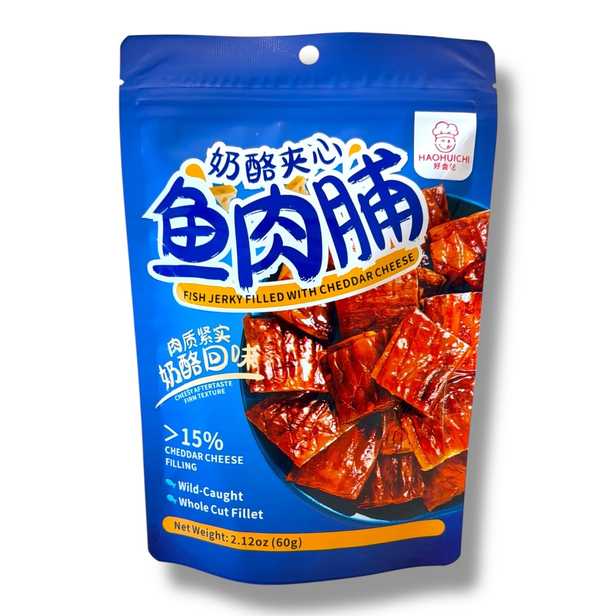 美国 好会吃 鱼肉脯奶酪夹心 整块原切鱼肉 奶酪含量大于15% 独立包装 60g